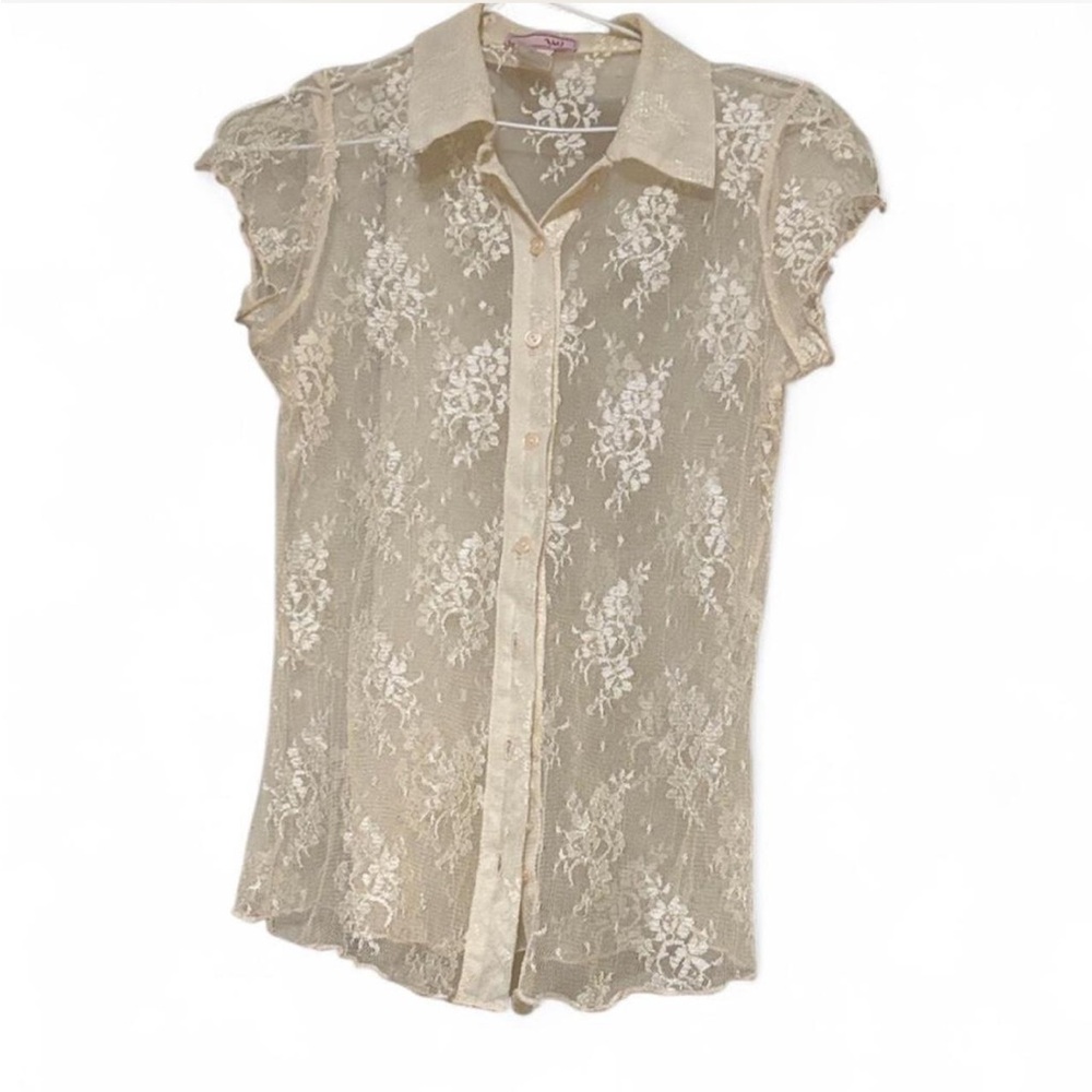 Vintage y2k Vol. 1 cream lace button up blouse